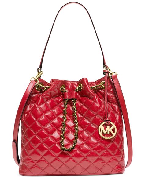 michael kors red leather bag with gold chain